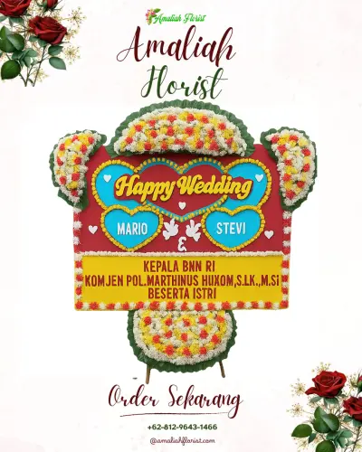 Karangan Papan Bunga Pernikahan di Temberan